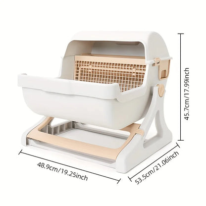 Self-Draining Cat Litter Box — No Scoop Needed, Odor-Proof & Leak-Proof with Removable Grid