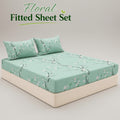 3-Piece Floral Fitted Sheet Set with 2 Pillowcases
