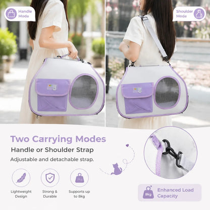 Stylish Breathable Cat Carrier Handbag, Clear Window