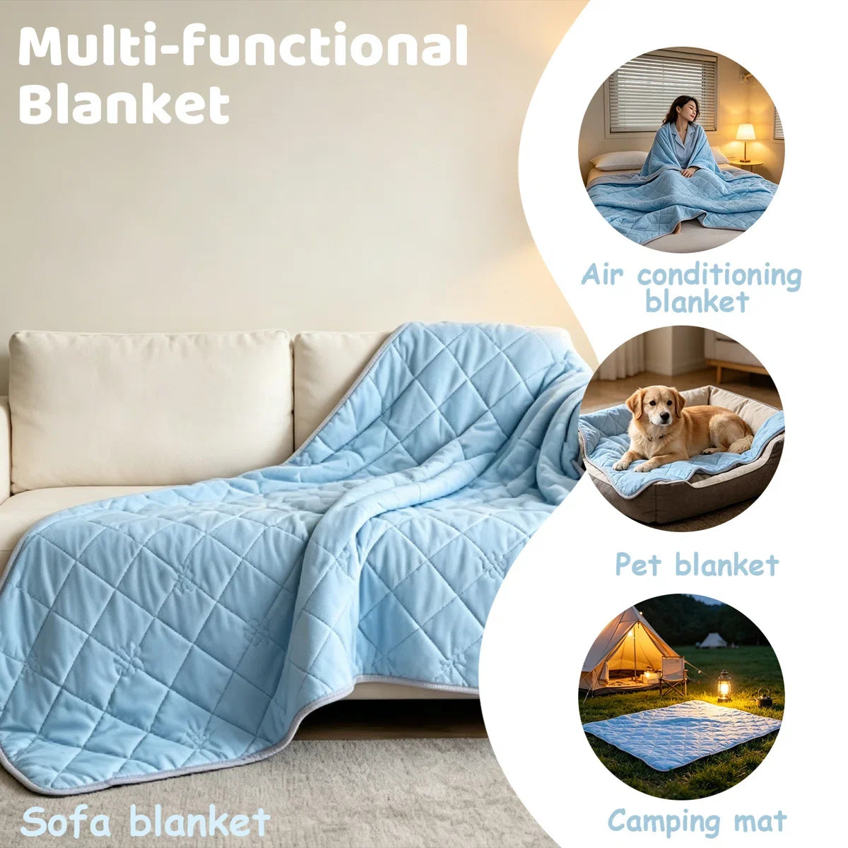 ROSEKIND 1pc Soft Cooling Blanket, 300 GSM, 90*108 Inch, Lightweight & Breathable Cold blanket for  Hot Sleepers, Multifunctional Blanket for Bed Sofa Office Travel, Durable Blanket for All-season Use, Available In 5 Colors A
