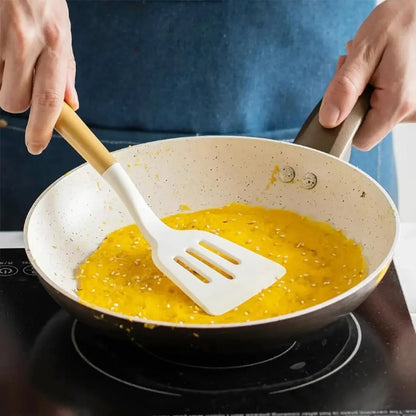 Premium Food Grade Silicone Kitchen Utensils Set with Wooden Handles, Non-Stick and Heat Resistant