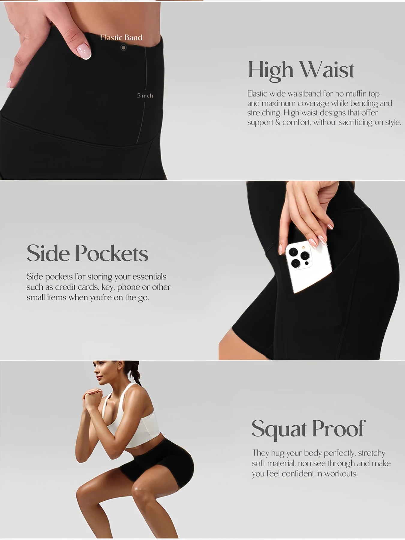 5-Pack Women’s High Waist Biker Shorts with Pockets — Tummy Control
