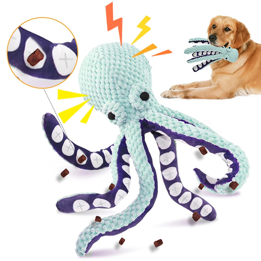 Squeaky Octopus Shell Puzzle Toy – Dog & Cat Plush Sniff Toy for Teeth Cleaning & Play