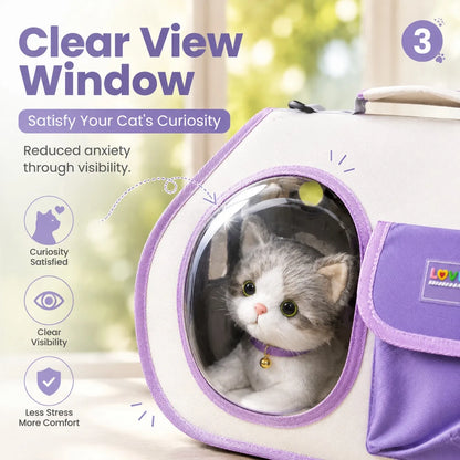 Stylish Breathable Cat Carrier Handbag, Clear Window