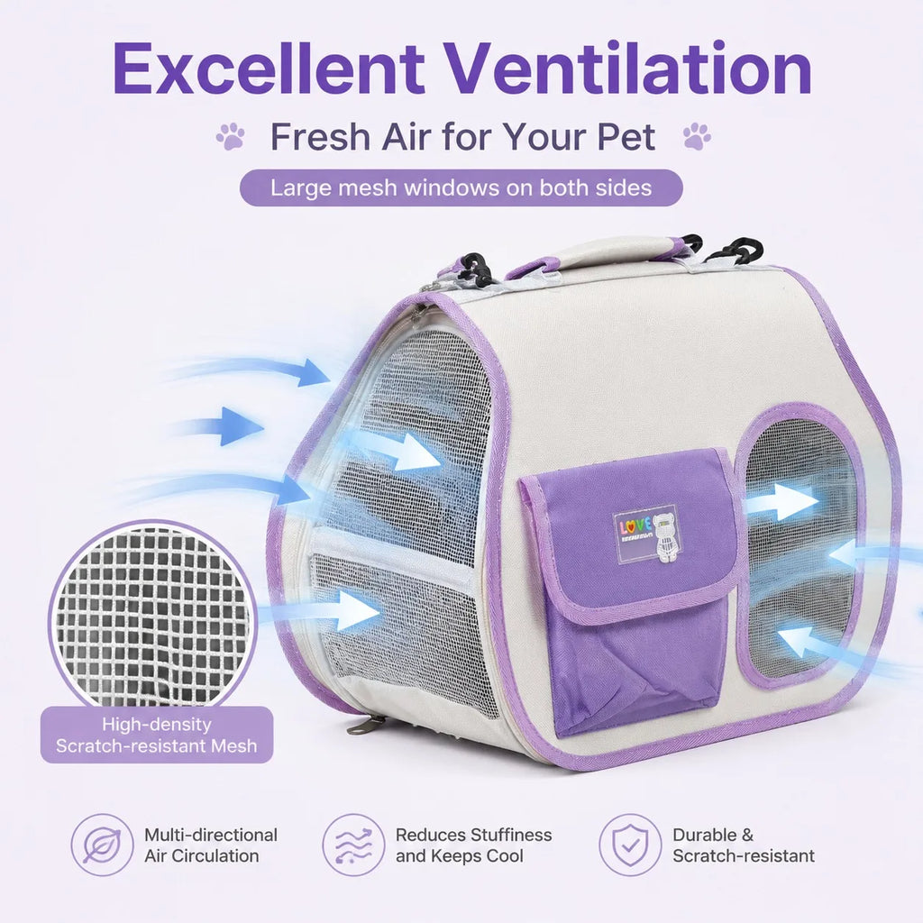 Stylish Breathable Cat Carrier Handbag, Clear Window