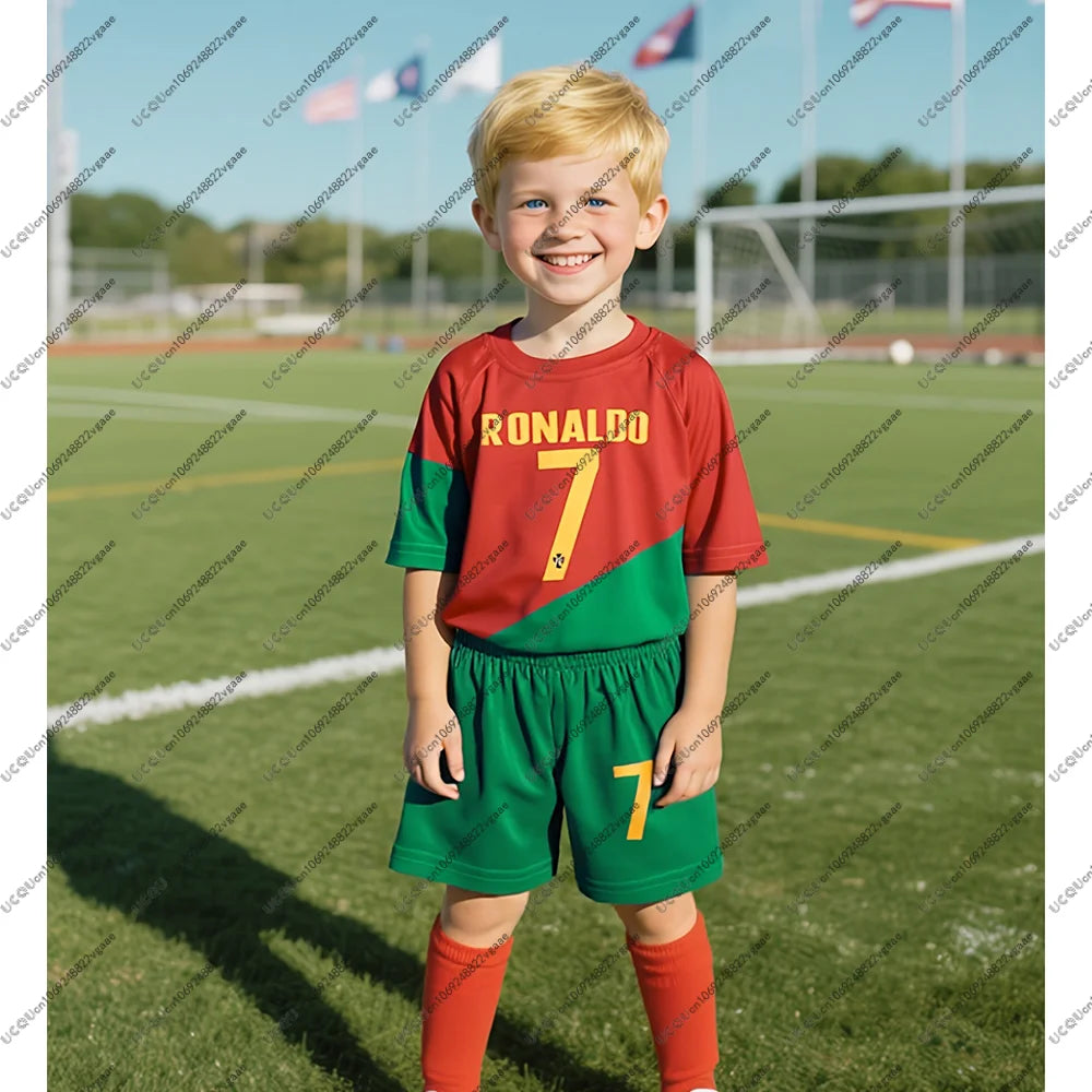Football Jersey Tee Soccer Casual T Shirt Portugal Sporty Breathable Men Kid Gift Boy Ronaldo 7 Set Shorts Youth Male Sports Top