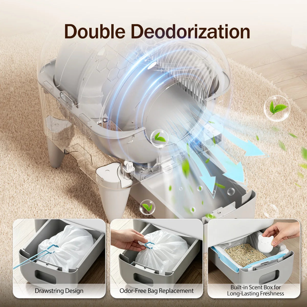 95L Automatic Self-Cleaning Litter Box, Fully Enclosed