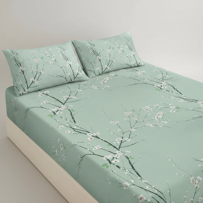 3-Piece Floral Fitted Sheet Set with 2 Pillowcases