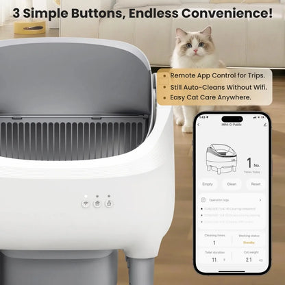 Smart Self-Cleaning Cat Litter Box, App & WiFi Control