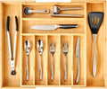 Bamboo Drawer Organizer, 9-Compartment Utensil Tray
