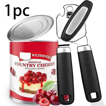 Multi-Use Can Opener & Bottle Opener - Stainless Steel, Handheld, for Jars, Cans, Easy Grip, Dishwasher Safe (Silver)