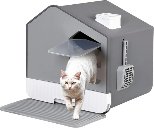 Bac à litière extra large pour chat — Anti-odeur, anti-éclaboussures, tapis et pelle inclus