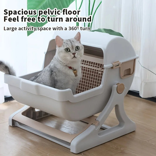 Litière autonettoyante pour chat — Pas besoin de pelle, anti-odeurs et étanche avec grille amovible
