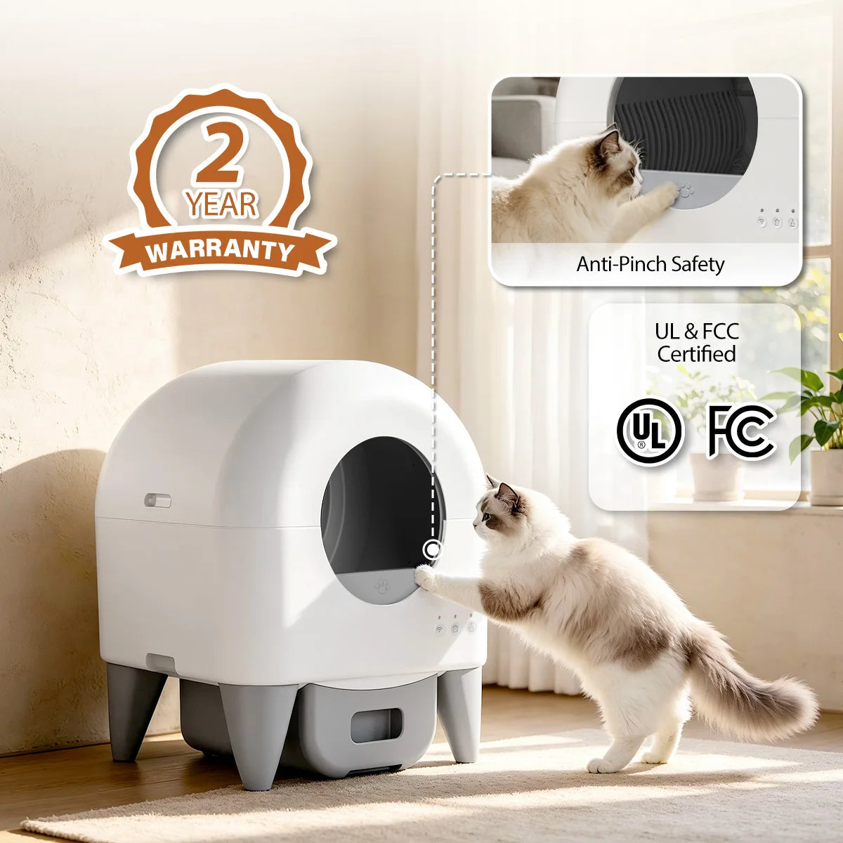 95L Automatic Self-Cleaning Litter Box, Fully Enclosed