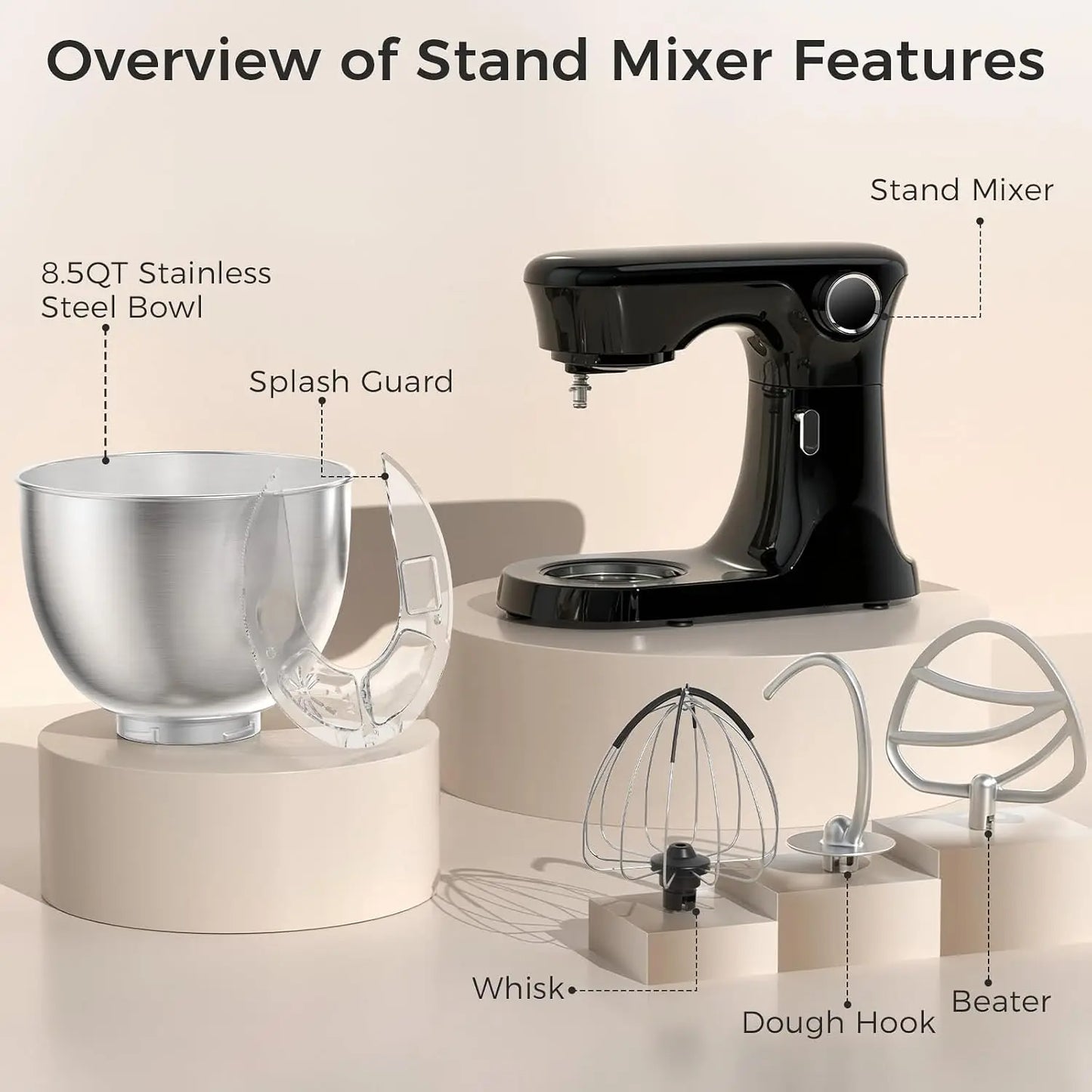 8.5QT Electric Stand Mixer for Baking and Kitchen Use