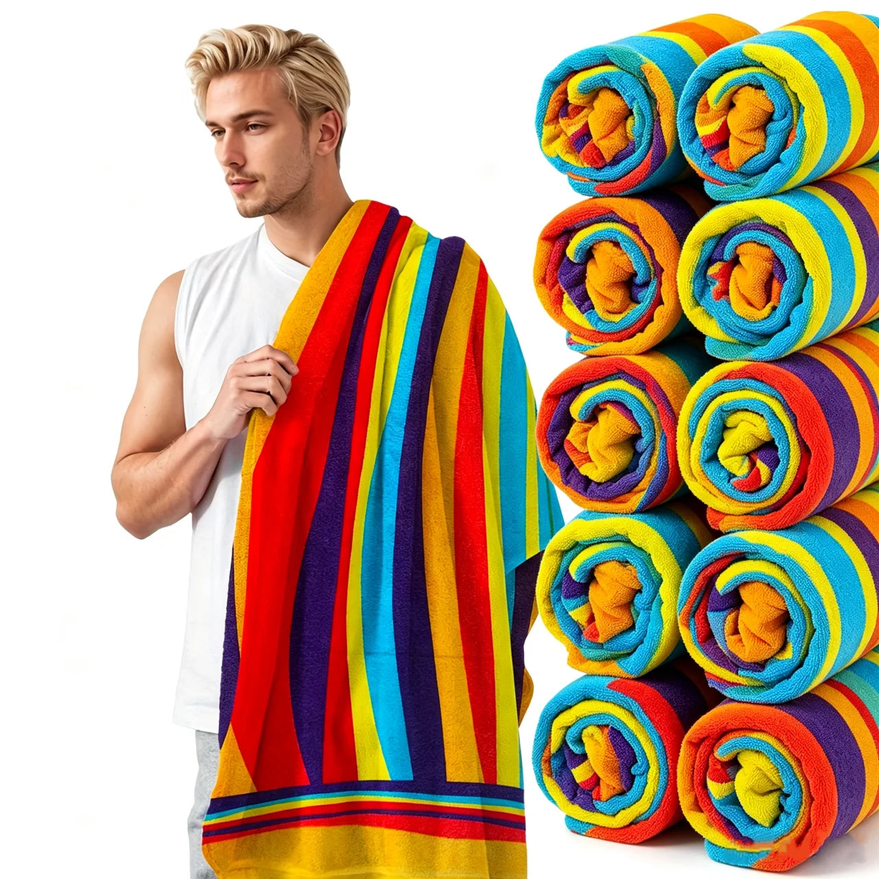 Ultra-Soft Extra Large Beach Towel 6/10pcs Set 70x35 Quick Dry Sand