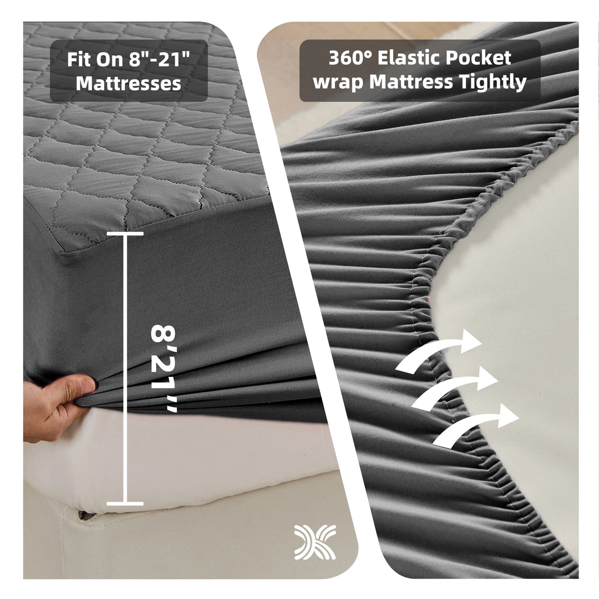 Quilted Waterproof Mattress Protector Set with 2 Pillowcases
