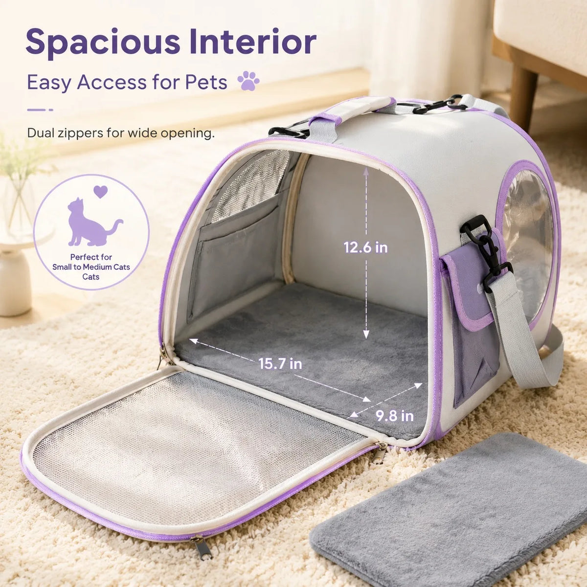 Stylish Breathable Cat Carrier Handbag, Clear Window