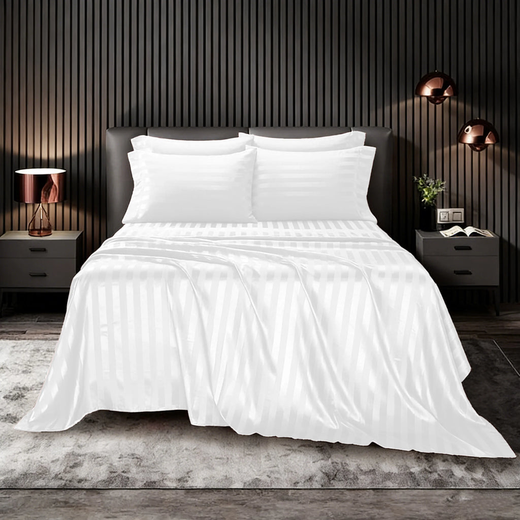 Cooling Satin 4-Piece Bedding Set, Silky Skin-Friendly Bed Linen with 1 Duvet Cover + 1 Flat Sheet + 2 Pillowcases, Cool Touch Breathable, Wrinkle Resistant & Machine Washable, Perfect for Dorm, Apartment & Back to School