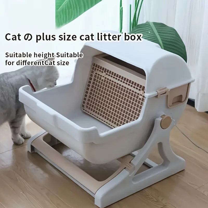 Self-Draining Cat Litter Box — No Scoop Needed, Odor-Proof & Leak-Proof with Removable Grid