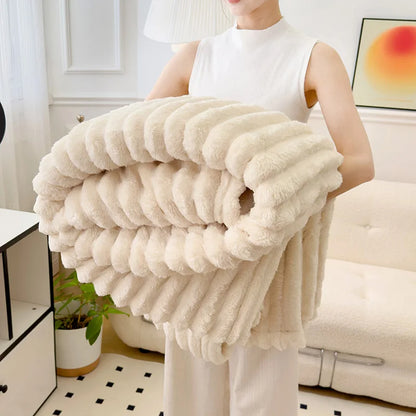 ROSEKIND Blankets 3 Size for Bed, 280GSM Soft & Warm Fleece Blanket, Decorative and Giftable Striped Blankets for Women, Men