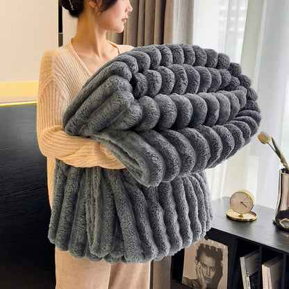 ROSEKIND Blankets 3 Size for Bed, 280GSM Soft & Warm Fleece Blanket, Decorative and Giftable Striped Blankets for Women, Men