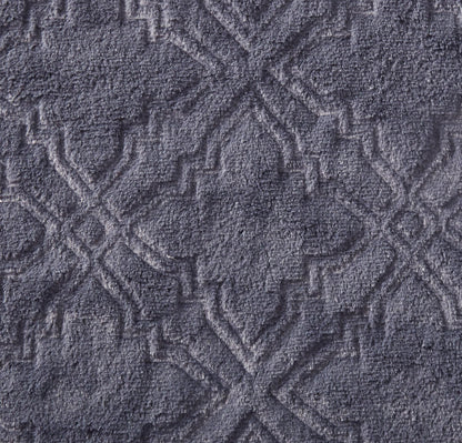 Tache Faux Fur Steel Navy Blue Diamond Trellis Pattern Throw Blanket (3390)