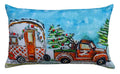 Oreiller de vacances caravane de Noël illustré à la main (14"X20")