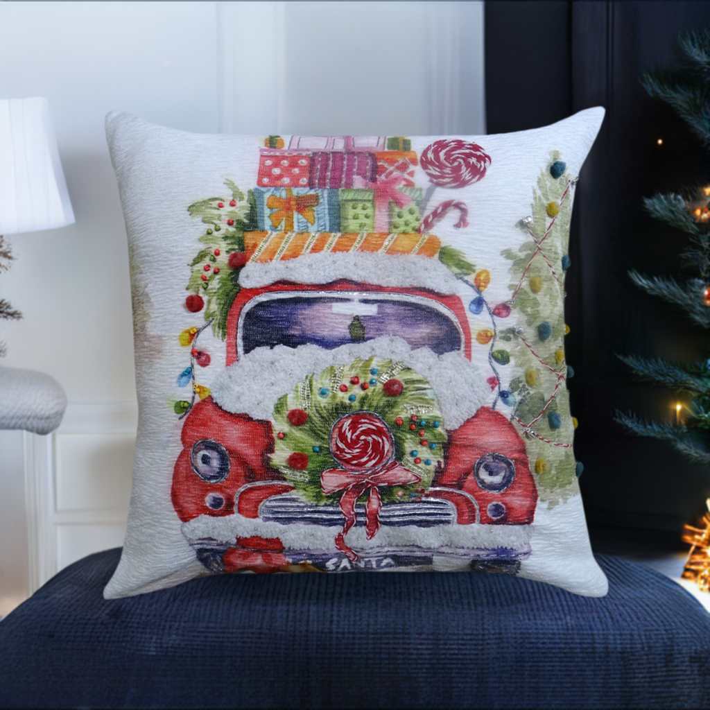 Coussin décoratif de Noël brodé 50 x 50 cm