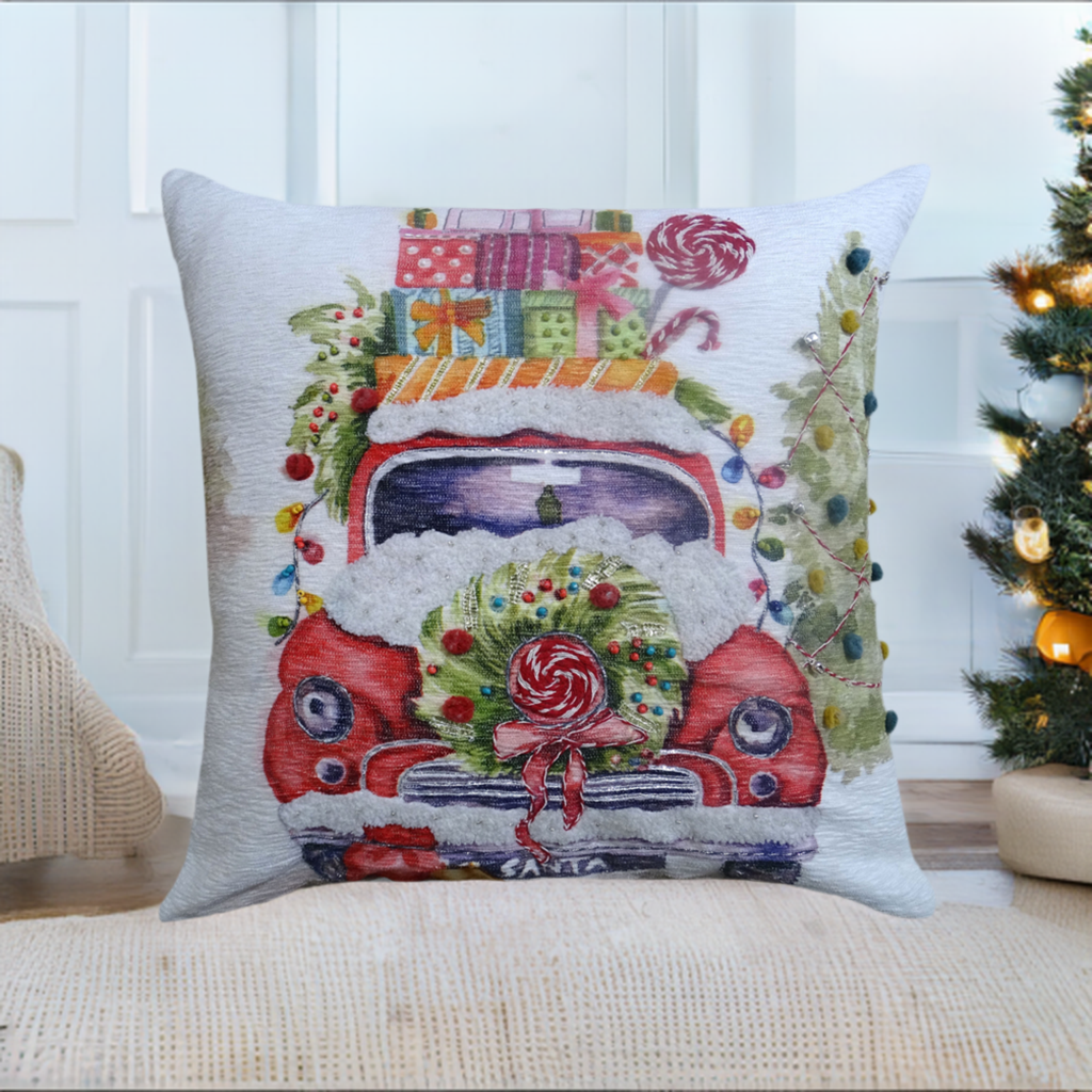 Coussin décoratif de Noël brodé 50 x 50 cm