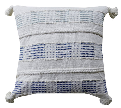 Throw Pillow Cover Blue & White Square 22" X 22" Insert Included