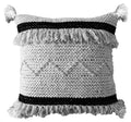 Housse de coussin décoratif rayée noire et beige de 50,8 cm x 50,8 cm avec insert