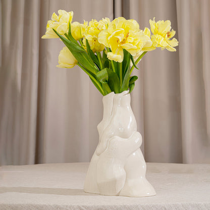 Embracing Unity Recycled Ceramics Vase Beige
