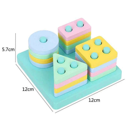 Montessori Toy Wooden Building Blocks Early Learning Educational Toys Color Shape Match Kids Puzzle Toys For Children Boys Girls