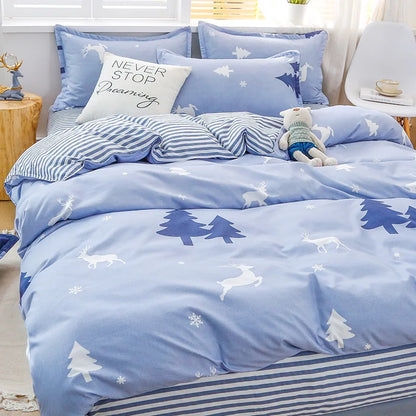 Daisy Print Washed Cotton Duvet Cover Set, King
