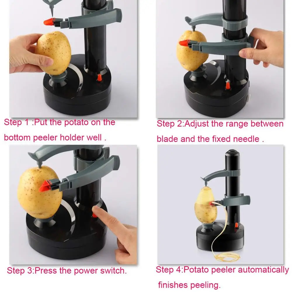 Automatic Electric Apple and Potato Peeler, Battery Powered Rotating Fruit and Vegetable Peeler