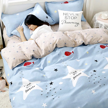 Daisy Print Washed Cotton Duvet Cover Set, King