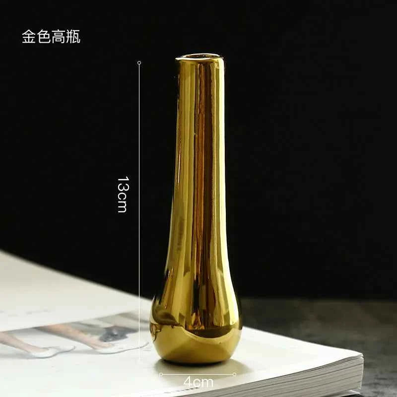 Ceramic Vase for Dried Flower, Small Bottle, Table Decoration, Arrange Flowers, Film Props, Gold Charger, Luxury