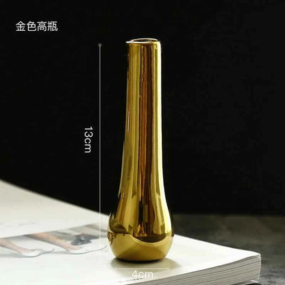Ceramic Vase for Dried Flower, Small Bottle, Table Decoration, Arrange Flowers, Film Props, Gold Charger, Luxury