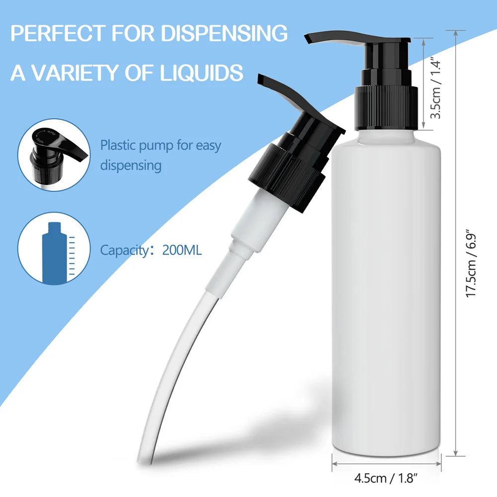 Refillable Pump Dispenser Bottles, 200ml, BPA-Free