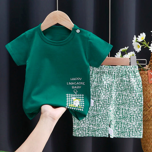 Cartoon Cotton T-Shirt & Shorts Tracksuit Set