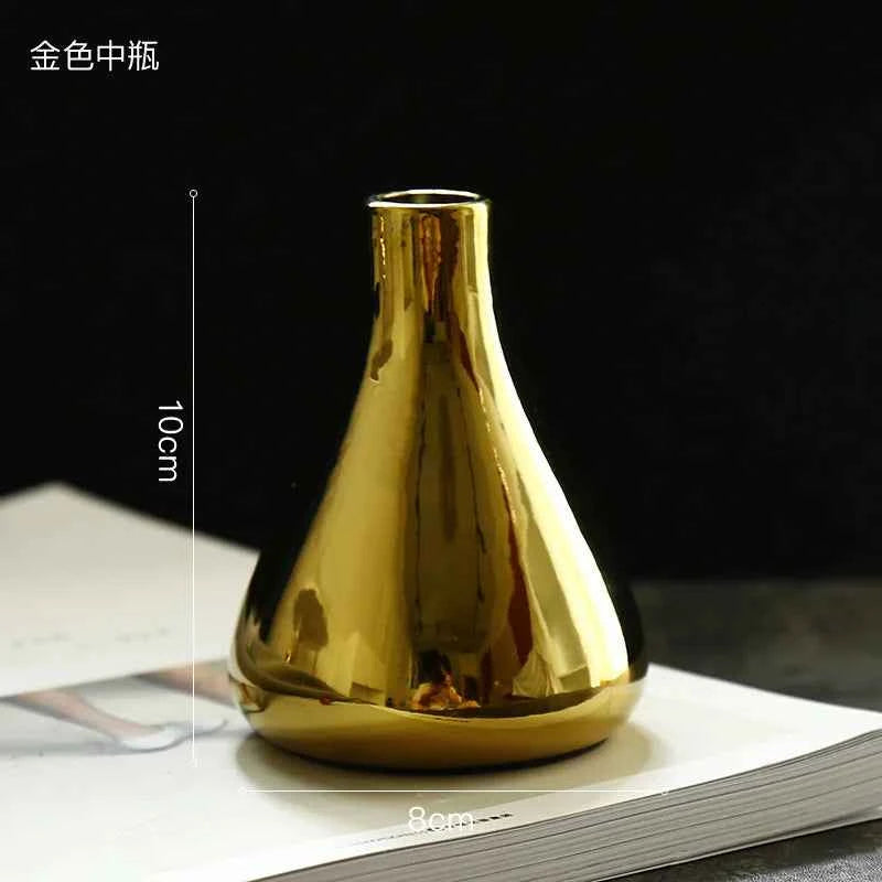 Ceramic Vase for Dried Flower, Small Bottle, Table Decoration, Arrange Flowers, Film Props, Gold Charger, Luxury
