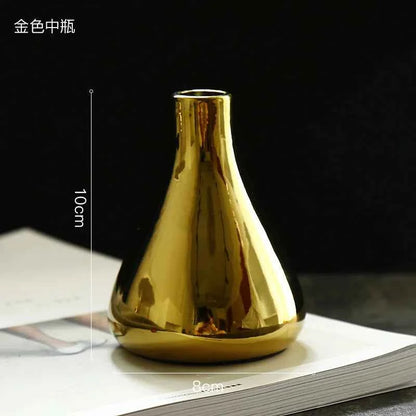 Ceramic Vase for Dried Flower, Small Bottle, Table Decoration, Arrange Flowers, Film Props, Gold Charger, Luxury