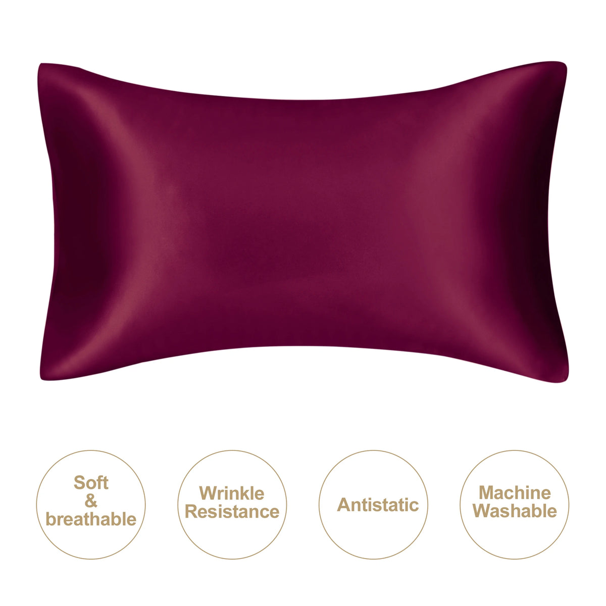 JuwenSilk Mulberry Silk Pillowcase, White, Standard