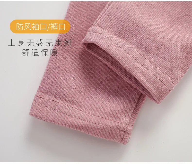 Autumn Winter Thermal Underwear Suit Girls Clothing Sets Boys Pajama Sets Baby No Trace Warm Sleepwear Candy Colors Kids Clothes