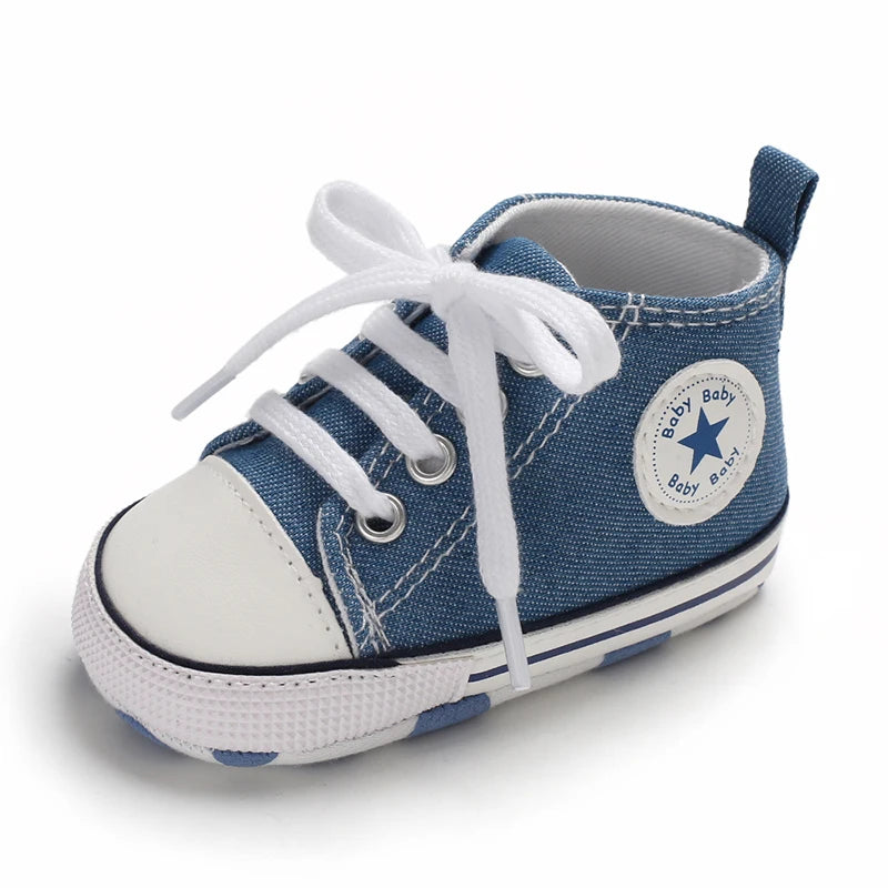 0-18 Months Baby Canvas Classic Sports Shoes Newborn Boys and Girls Printed Star First Walkers Shoes Infant Anti slip Baby Shoes
