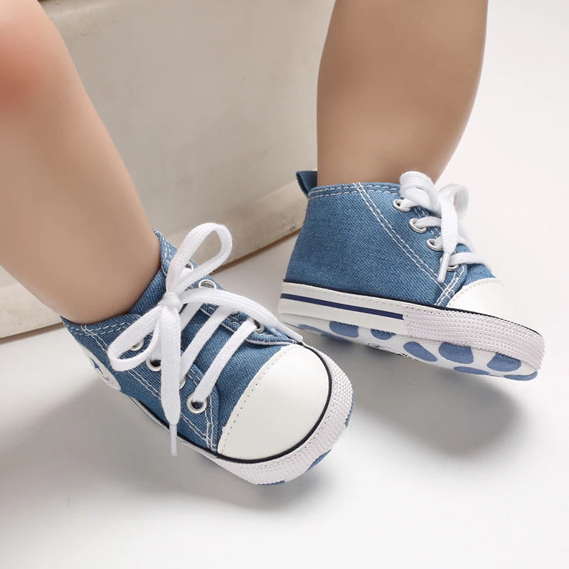 0-18 Months Baby Canvas Classic Sports Shoes Newborn Boys and Girls Printed Star First Walkers Shoes Infant Anti slip Baby Shoes