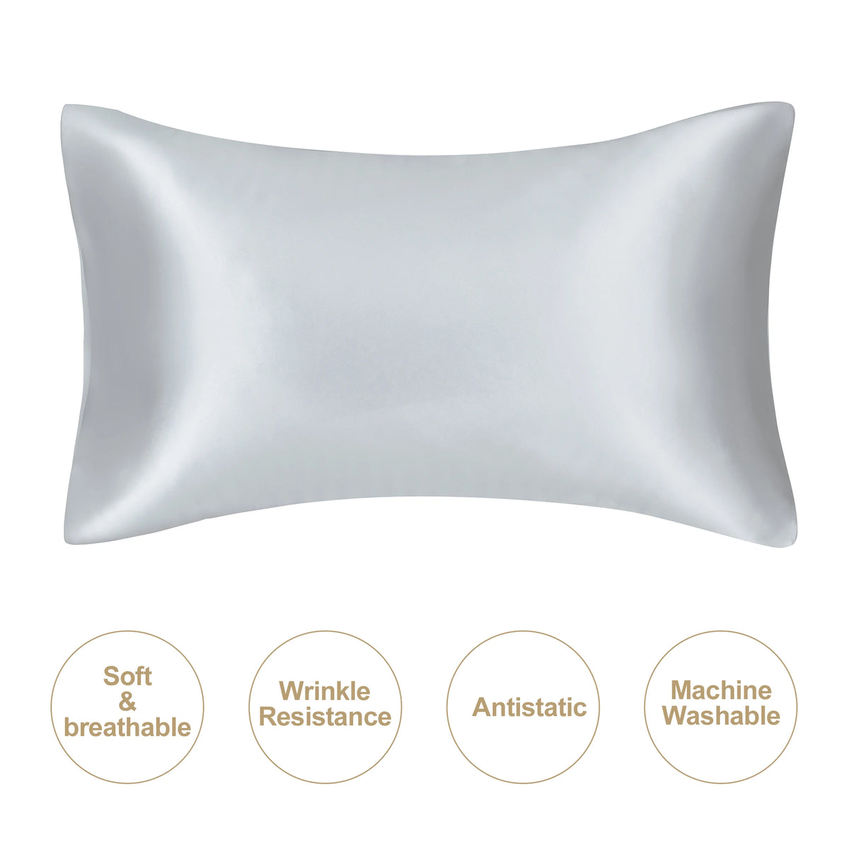 JuwenSilk Mulberry Silk Pillowcase, White, Standard