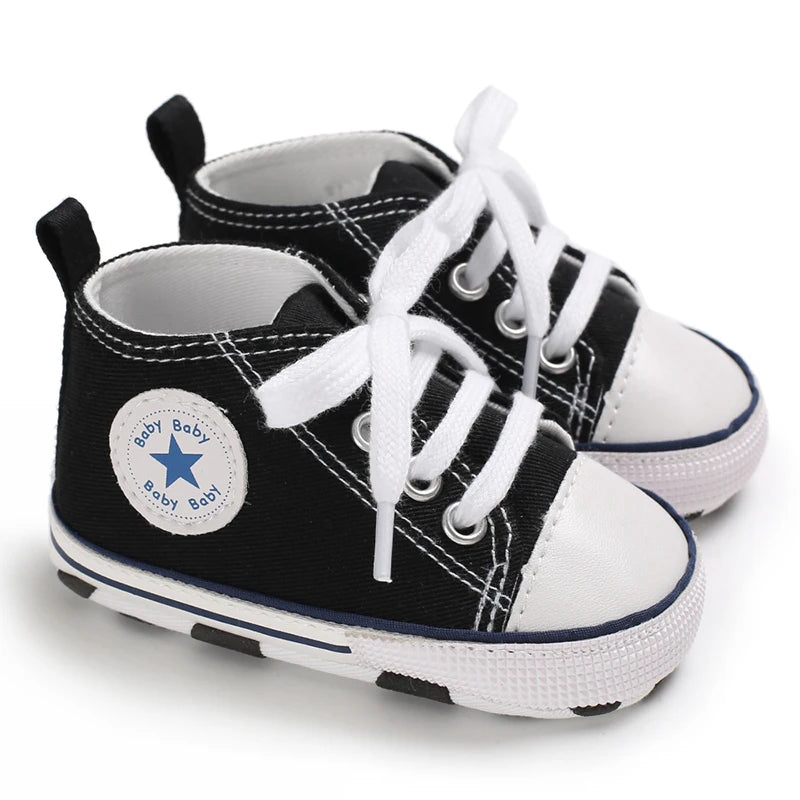 0-18 Months Baby Canvas Classic Sports Shoes Newborn Boys and Girls Printed Star First Walkers Shoes Infant Anti slip Baby Shoes
