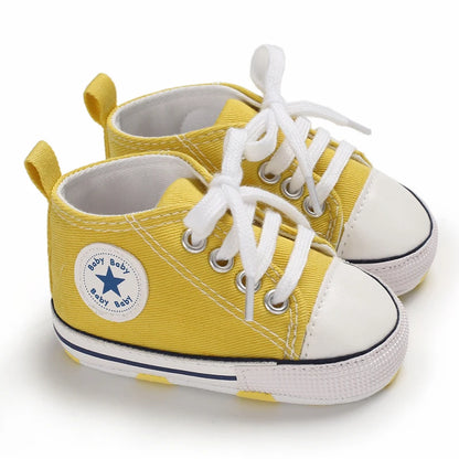 0-18 Months Baby Canvas Classic Sports Shoes Newborn Boys and Girls Printed Star First Walkers Shoes Infant Anti slip Baby Shoes